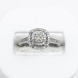 lot 326 image: STS Jewels Diamond Halo Cluster Sterling Silver Ring. Size 7 - 7.25.