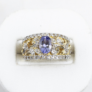 lot 345 image: Amethyst Vermeil (Sterling Silver) Statement Ring . Size 4.75 - 5.