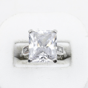 lot 348 image: CZ Silver Tone Base Metal Ring. Size 5.75 - 6.