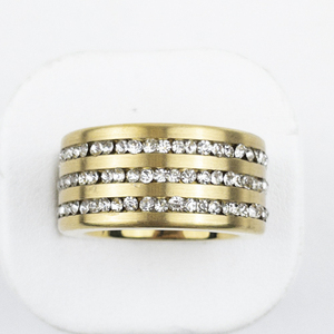 lot 352 image: Triple CZ Stainless Steel Band. Size 6.75 - 7.