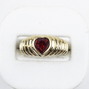 lot 353 image: Lab Grown Ruby Heart 18K Gf Ring. Size 6.75 - 7.