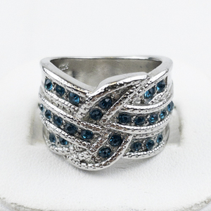 lot 361 image: Blue Rhinestone Knot Sterling Silver Statement Ring . Size 6.25 - 6.5.