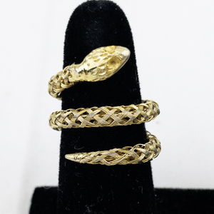 lot 364 image: Wrap Around  Serpent Gold Tone Base Metal Statement Ring . Size 8 - 8.25.