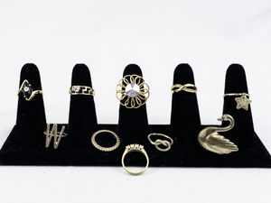 lot 366 image: Set of ten  Gold Tone Base Metal Rings . Size 6.75-7.25.