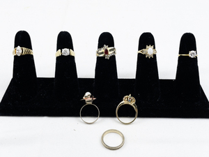 lot 371 image: Set of eight  Gold Tone Base Metal Rings . Size 6-6.75.