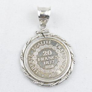 lot 384 image: Francs 1877 sterling silver coin pendant.