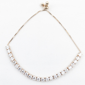 lot 426 image: CZ Rose Tone Sterling Silver Bolo Bracelet .