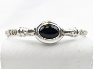 lot 428 image: Esposito  Black Onyx Sterling Silver Hinged Bangle.