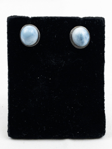 lot 448 image: Larimar Sterling Silver Stud Earrings .