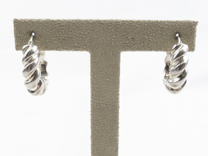 lot 456 image: MILOR Twisted Chunky sterling Silver Hinged Wire Hoop Earrings.