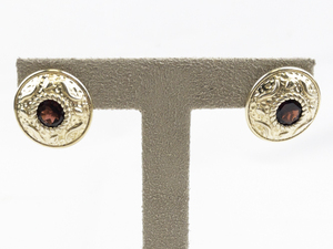 lot 459 image: Garnet Vermeil (Sterling Silver) Omega Back Earrings .