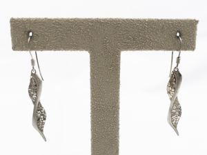 lot 460 image: Textured Swirl Sterling Silver French Wire Dangle Earrings .