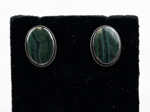 lot 465 image: Boma Malachite Sterling Silver Stud Earrings .