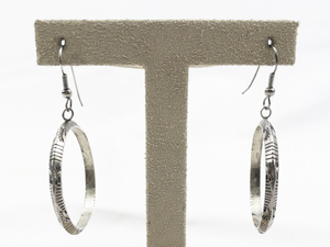 lot 466 image: Etched Sterling Silver French Wire Dangle Earrings .