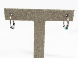 lot 469 image: Small Aqua Orb Sterling Silver Hoop Earrings .