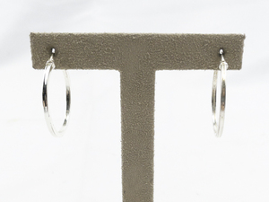 lot 478 image: Designs by FMC 35mm Classic Sterling Silver Hinged Wire Hoop Earrings.