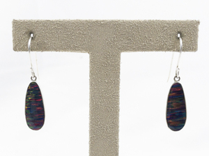 lot 480 image: Unknown Maker (JS) Created Purple Opal Sterling Silver French Wire Dangle Earrings .