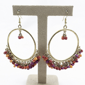 lot 483 image: Dichroic Glass Sterling Silver French Wire Dangle Earrings .