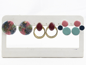 lot 485 image: Set of three Colorful Base Metal Pierced Earrings .