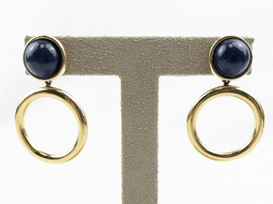 lot 488 image: Midnight Halo Gold Tone Base Metal Dangle Earrings .