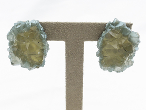 lot 489 image: Blue & Green Faux Crystal Base Metal Clip-On Earrings .