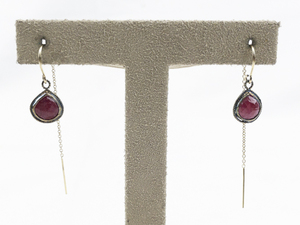 lot 493 image: Ruby 14K Gf Threader Earrings.