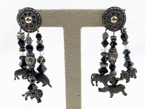 lot 496 image: Beaded Animal Two-Tone base Metal Dangle Earrings .