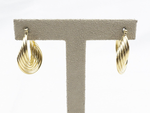lot 497 image: Polished Twisted Gold Plated hinged Wire Hoop Earrings.