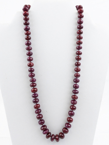 lot 500 image: Beautiful Polished Natural Ruby Gold Filled Bead Necklace. New Old Stock