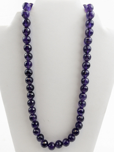 lot 514 image: 12mm Round Faceted Amethyst Bead Necklace. New Old Stock -Estimated Replacement Value $250