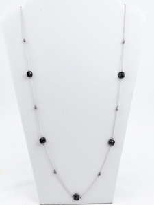 lot 528 image: Black Spinel & Marcasite Sterling Silver Station Necklace.