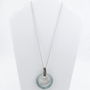lot 532 image: Roman Glass Circle Sterling Silver Pendant Necklace .