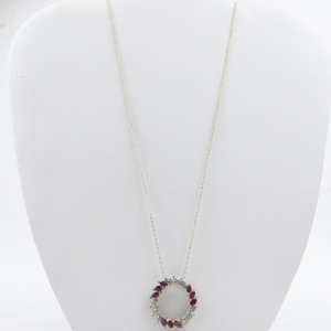 lot 535 image: Ross Simons  Natural Ruby Two-Tone vermeil (Sterling Silver) Wreath Style Pendant Necklace.
