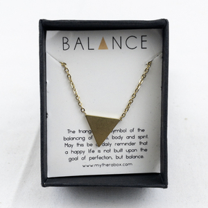 lot 537 image: Balance Modern Simple Triangle Gold Tone Base Metal Necklace. With Original Box
