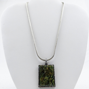 lot 539 image: Abalone Rectangular Silver Plated Pendant Necklace .