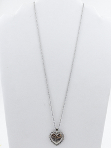 lot 547 image: Love Heart Silver Tone Base Metal Pendant Necklace .