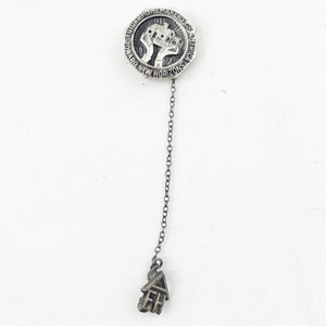 lot 386 image: 1945 Future Homemakers Of America Sterling Silver Lapel Pin With Chain.