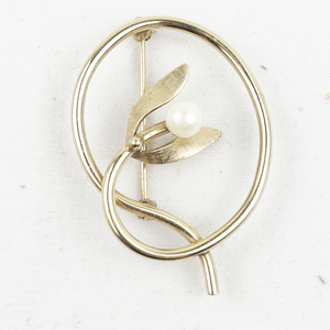 lot 414 image: Van Dell  Pearl Accented Swirl Flower12 Gf Brooch .