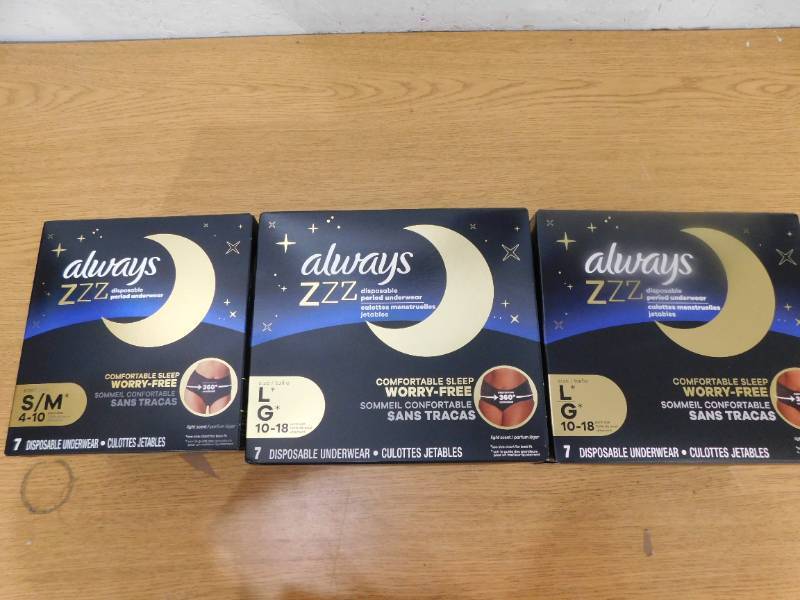 lot 244 image: (3) Always Disposable Period Underwear