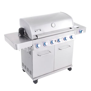 New -  Monument Grills 6-Burner Propane Gas Grill in Stainless with LED Controls, Side Burner and Rotisserie Kit