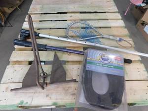 lot 42 image: Boat Anchor , Telescoping Trolling Motor Handles , Net , Hose