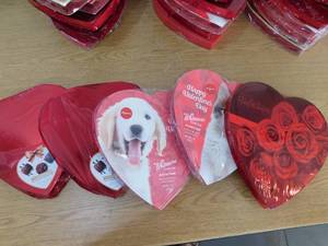 lot 58 image: Russell Stover Valentines Heart Assorted Chocolates Candy Lot of 5 Boxes.