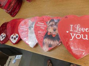 lot 59 image: Russell Stover Valentines Heart Assorted Chocolates Candy Lot of 5 Boxes.