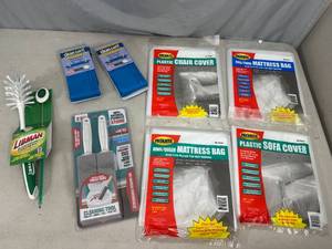 lot 171 image: New Cleaning Supplies, Furniture and Mattress Moving Bags, Etc