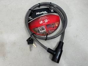 lot 195 image: New Masterlock 6 ft Cable Lock  Bike Lock with Keys