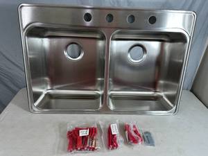 lot 48 image: New Kindred Double Stainless Steel Sink