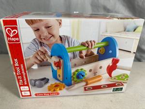 lot 72 image: New Hape 17 pc Fix-It Tool Box Play Set