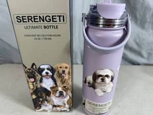 lot 85 image: New Serengeti Vacuum Insulated Stainless Steel Water Bottle - Shih Tzu
