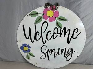 lot 106 image: Recycled Metal Sign - Welcome Spring