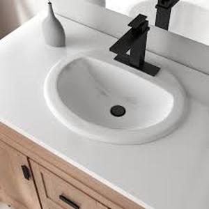 lot 6 image: Glacier Bay 19 in. Drop-In Round Vitreous China Bathroom Sink in White   Customer Returns See Pictures